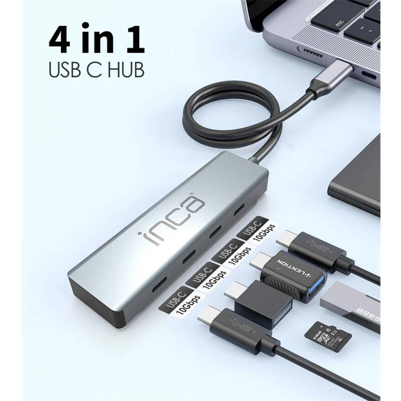 INCA ITPT-4T TYPE-C HUB X4 TYPE-C PORT 3.1 10GBPS ALUMINYUM KASA ÇOKLAYICI - 1