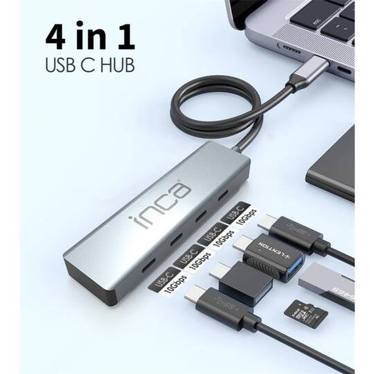 INCA ITPT-4T TYPE-C HUB X4 TYPE-C PORT 3.1 10GBPS ALUMINYUM KASA ÇOKLAYICI - 6